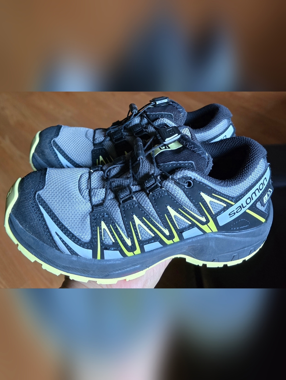 Sz 2 Little Kids SALOMON XA PRO 3D Grey/Black Waterproof Trail Shoes